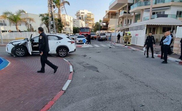 פיצוץ רכב בנהריה (צילום: דוברות המשטרה)